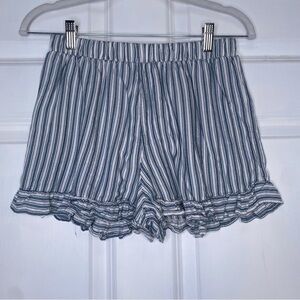 AMERICAN EAGLE Shorts Women's Size Small High Waist Ruffle Striped Blue Cream